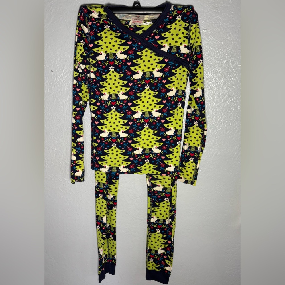 Hanna Andersson Organic Cotton Holiday Floral Rabbit Pajamas Size 160 US 14